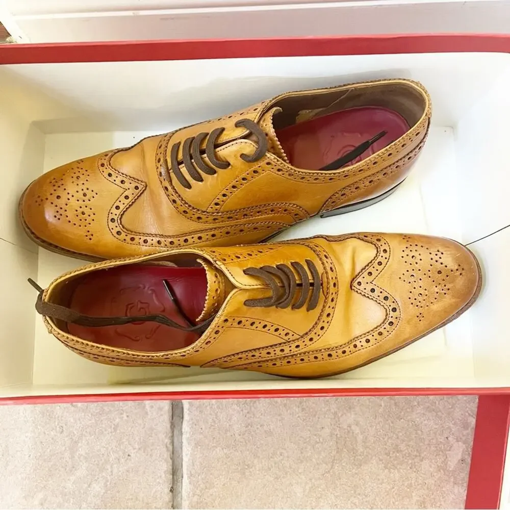 GRENSON Archie Triple Welt Men’s Dress Shoe in Cognac Size